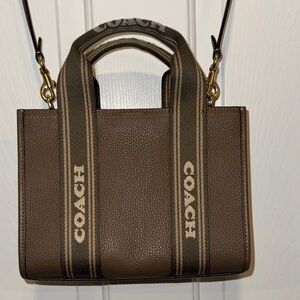 Coach Brown Leather Tote with Contrast Logo Straps